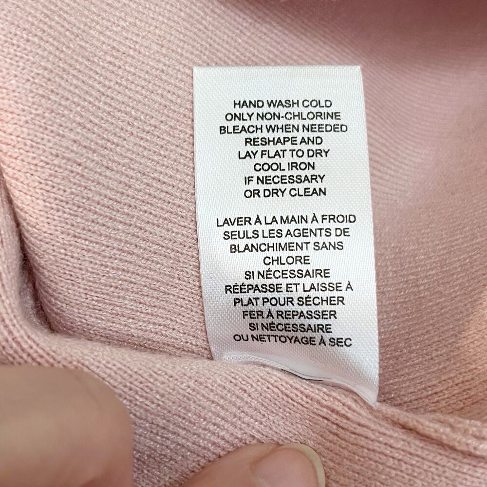 Tahari Pearl Button Cardigan Sweater XS Cropped Pink V Neck Knit Preppy Classic - Picture 8 of 9